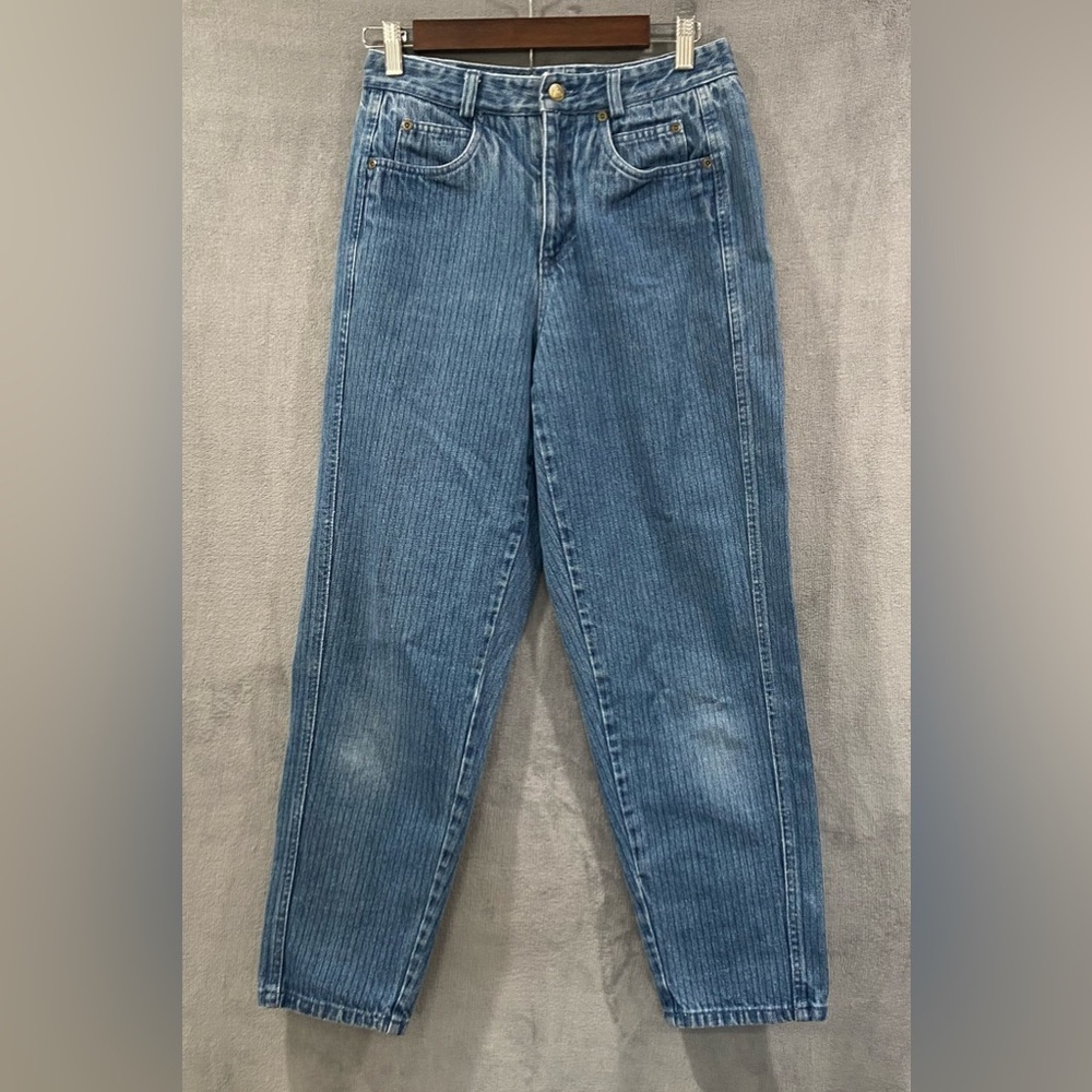 Vintage Liz Claiborne Liz Wear Soft Blue Denim Barrel Leg Jeans Petite‎ Size 10